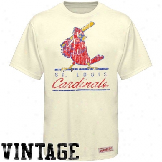 St. Loius Cardinals Apparel: Mitchell & Ness St. Louis Cardinals Natural Retro Cooperstown Premium T-shirt
