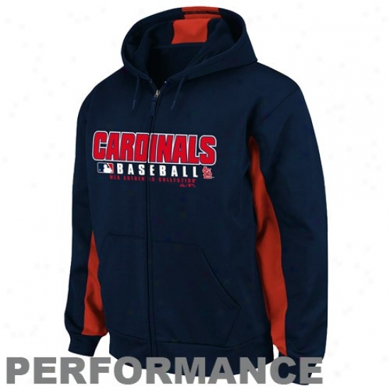 St. Louis Cardinals Hoody : August St. Louis Cardinals Navy Blue-red Authentic PerformanceH oody Track Jacket