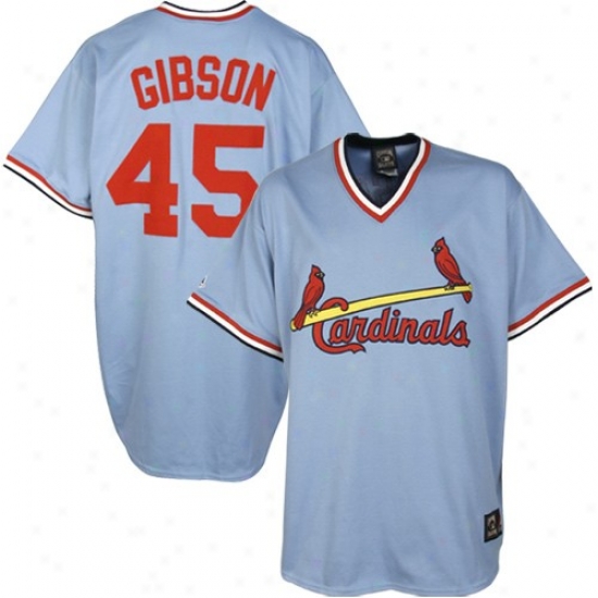 St. Louis Cardinals Jersey : Majestic St Louis Cardinals #45 Bob Gibson Light Azure Throwback Replica Baseball Jersey