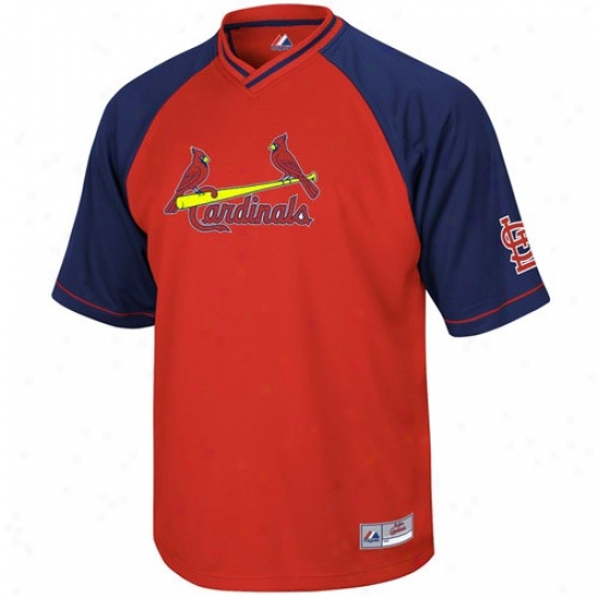St. Louis Cardinals Jersey : Majestic St. Louis Cardinals Red-navy Blue Flul Force V-neck Jersey