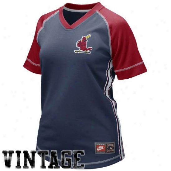 St. Louis Cardinals Jerseeys : Nike St. Louis Cardinals Ladies Navy Blue Cooperstown Throwback Baseball Jerseys