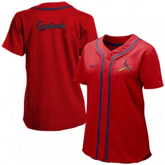 St. Louis Cardinals Jerseys : Nike St. Louis Cardinals Ladies Red Batter Up Full Button Jerseya