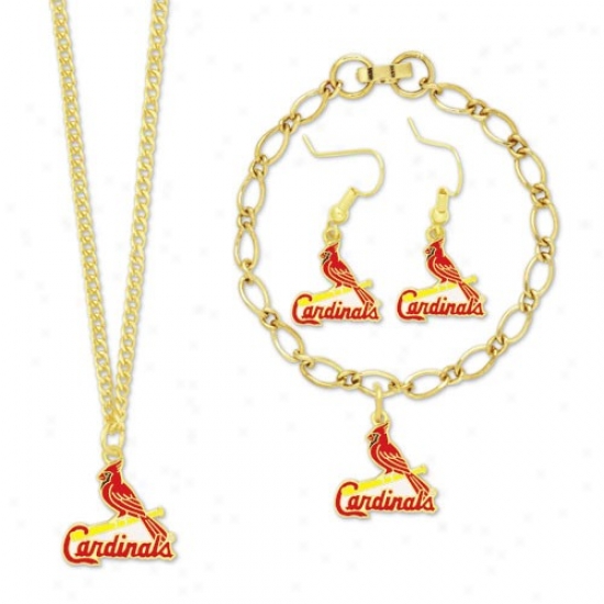St. Louis Cardinals Ladies Gol-dtone Jewelry Gift Set