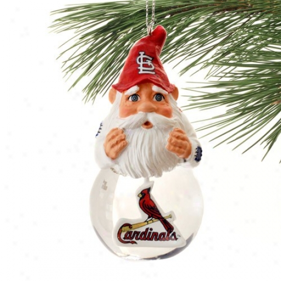 St. Louis Cardinals Light-up Gnome Snowglobe Christmas Ornament