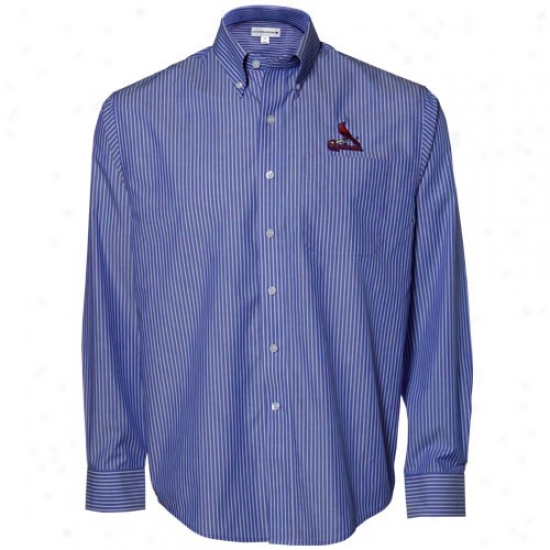 St. Louuis Cardinals Polos : Cutter & Buck St. Louis Cardinals Light Blue Pinstripe Long Sleeve Dress Shirt