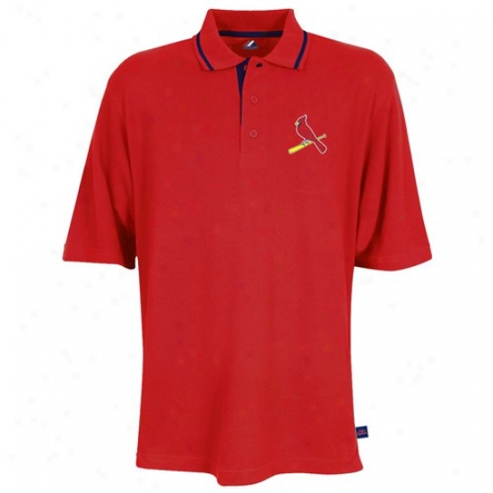 St. Louis Cardinals Polos : Majestic St. Louis Cardinals Red Coaches Choice Polos