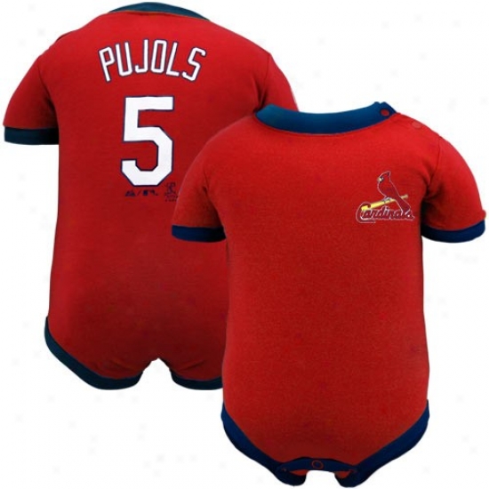 St. Louis Cardinals T Shirt : Majestic St. Louis Cardinals #5 Albert Pujols Infant Red Player Creeper