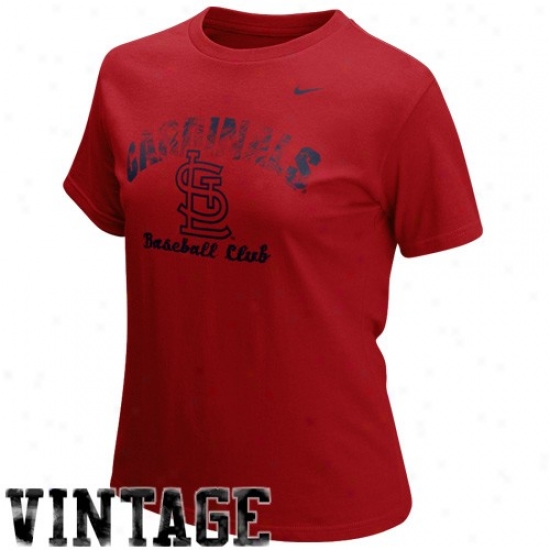 St. Louis Cardinals T-shirt : Nike St. Louis Carrinals Ladeis Red Base Line Vintage T-shirt