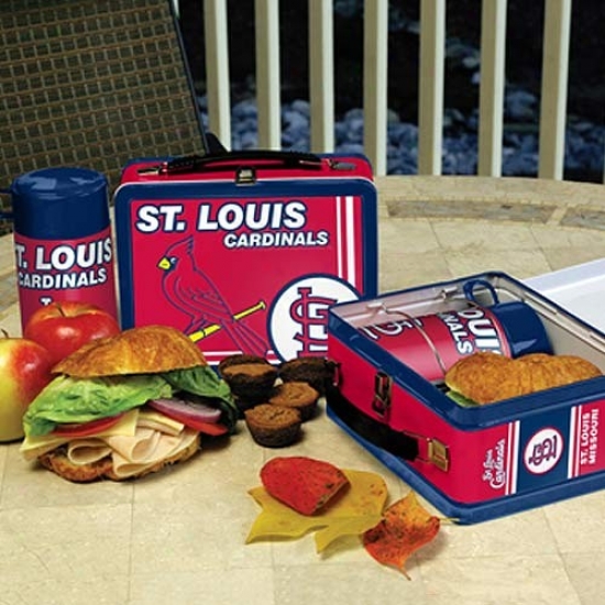 St Louis Cardinals Tin Lunch Box With Thermos