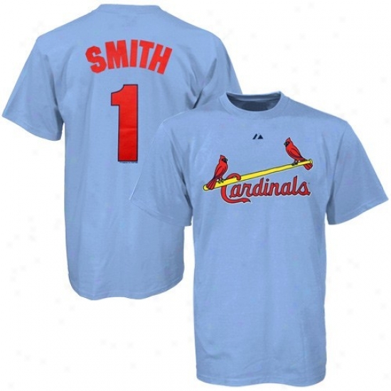 St. Louis Cardinals Tshirt : Majestic St Louis Cardinals #1 Ozzie Smith Youth Light Blue Cooperstown Mimic Tshirt