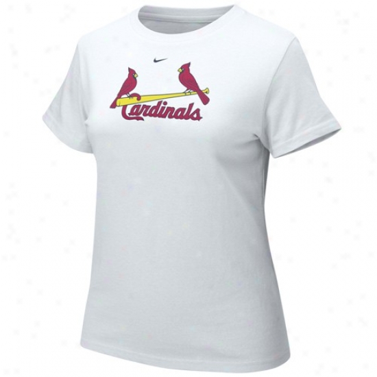 St. Louis Cardinals Tshirt : Nike St Louis Cardinals White Ladies Authentic Crew Tshirt