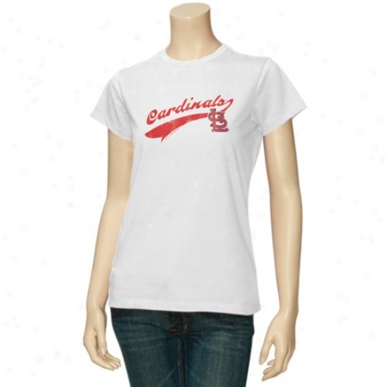 St. Louis Cardinals Tshirt : St Louis Cardinals Ladies White Distressed Arched Logo Tshirt