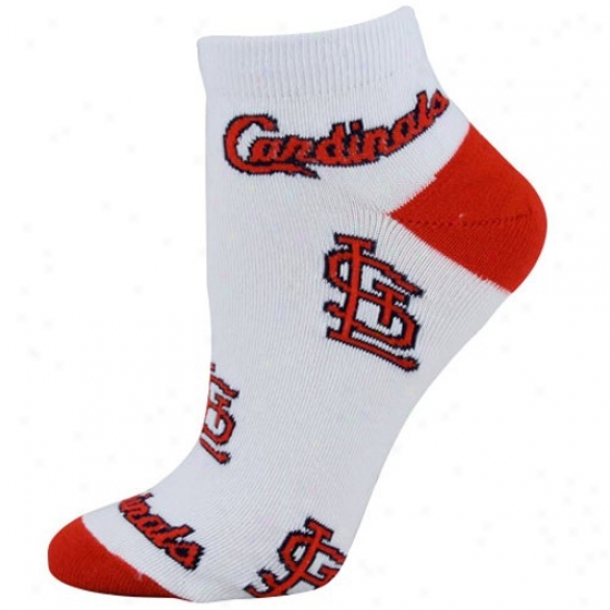 St Louis Cardinals White Ladies 9-11 Team Logo Ankle Socks