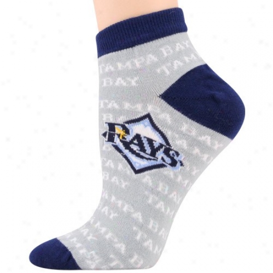 Tampa Bay Rays Ladies Gray Background Repeat Ankle Socks