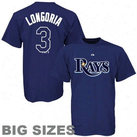 Tampa Bay Rays T Shirt : August Tampa Bay Rays #3 Evan Longoria Navy Bkue Player Big Sizes T Shirt