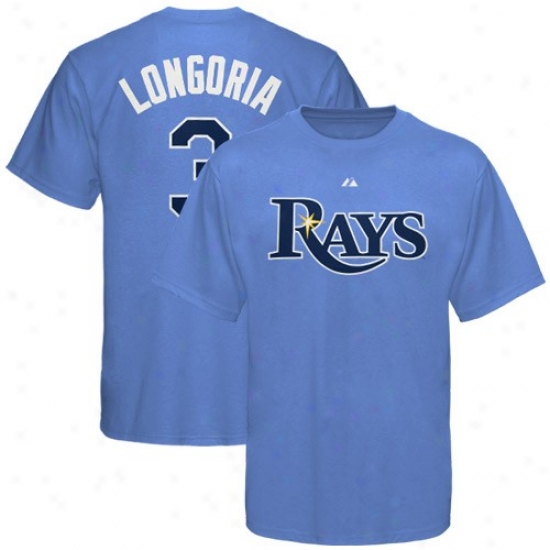 Tampa Bay Rays Tees : Majestic Tampa Bay Rays #3 Evan Longoria Light Blue Playdr Tees
