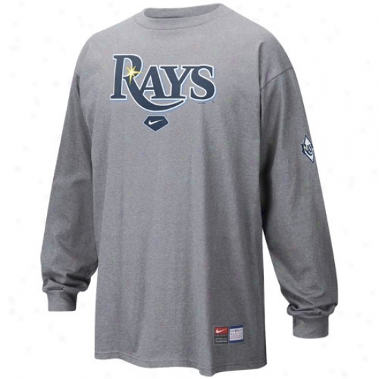 Tampa Bay Rays Tshirts : Nik3 Tampa Bay Rays Ash Mlb Practice Long Sleeve Tshirts