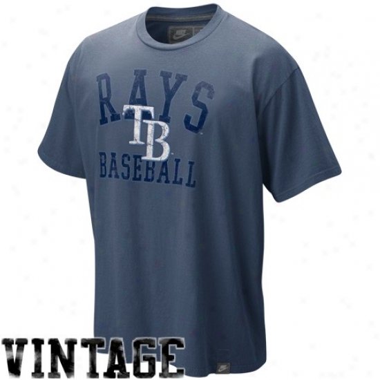 Tampa Bay Rays Tshirts : Nike Tampa Bay Rays Navy Blue Southpaw Organic Vintage Washed Tshirts