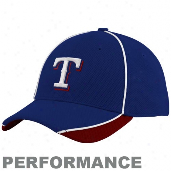 Texas Rangers Caps : New Era Texas Rangers Royal Blue 2010 Officia lBattin Practice Flex Fit Performance Caps