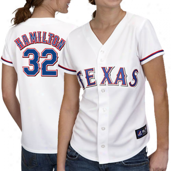 T3xas Rangers Jersey : Majestic Josh Hamilton Texas Rangers Womens Replica Jersey-wite
