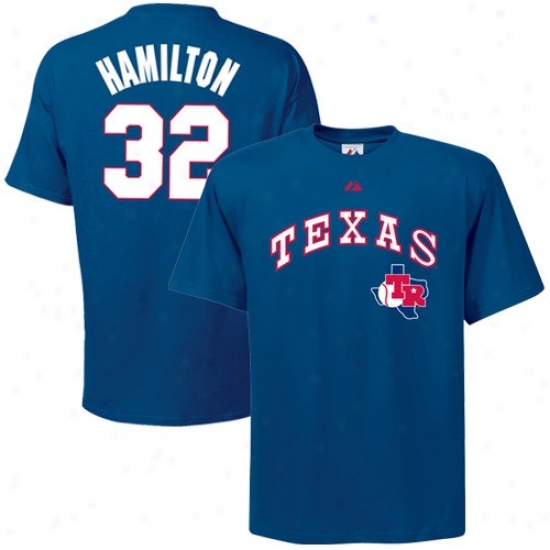 Texas Rangers Shirt : Majestic Texas Rangers #32 Josh Hamilton Royal Blue Player Shirt