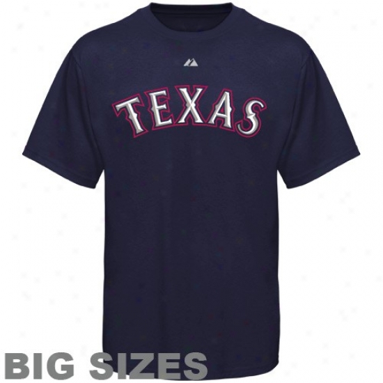 Texas Rangers Shirts : Majestic Texas Rangers Navy Blue Team Logo Big Sizes Shirts