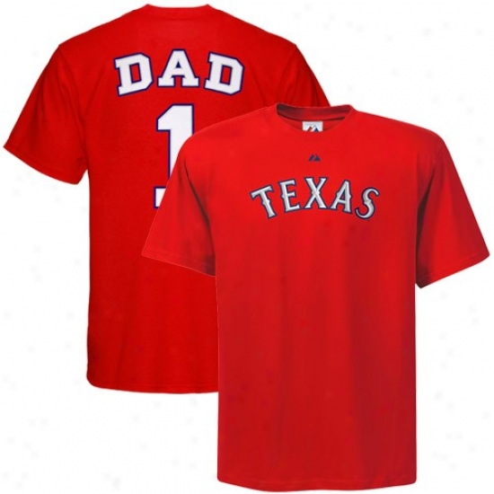 Texas Rangers Shirts : Majestic Texas RangersR ed #1 Dad Shirts