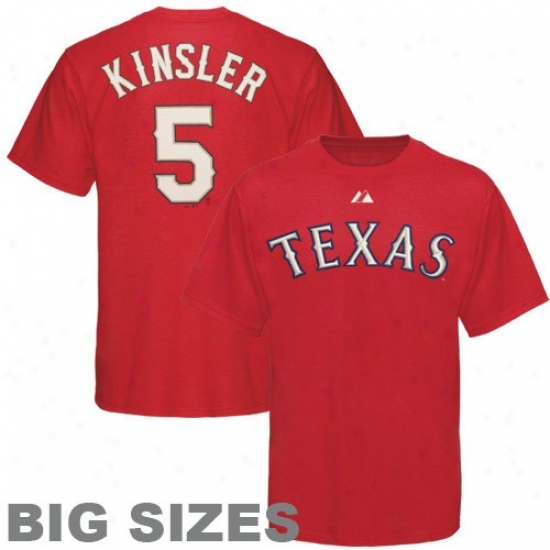 Texas Rangers T Shirt : Majestic Texas Rangers #5 Ian Kinsler Red Players Big Sizes T Shirt