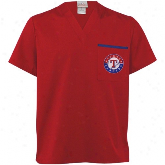 Texas Rangers T Shirt : Texas Rangers Red Scrub Top