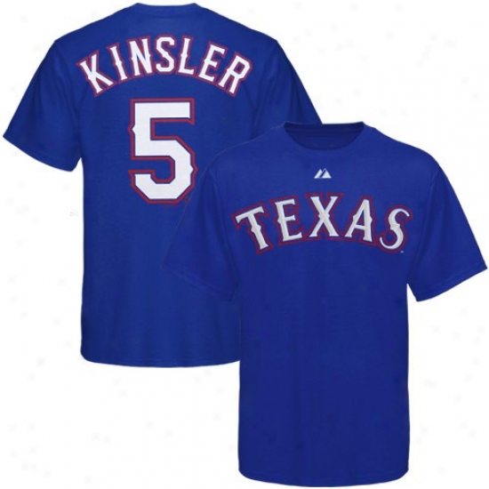Texas Rangers Tees : Majestic Texas Rangers #5 Ian Kinsler Royal Blue Player Tees