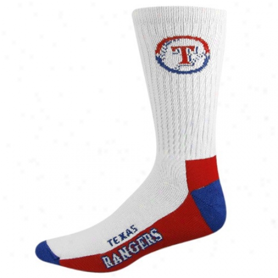 Texas Rangers White Tri-colo Team Logo Tall Socks