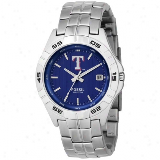 Texas Rangers Wrist Watch : Fossil Texas Rangers Men's Stainless Steel Analog Mlb Team Logo Wrist Watcj