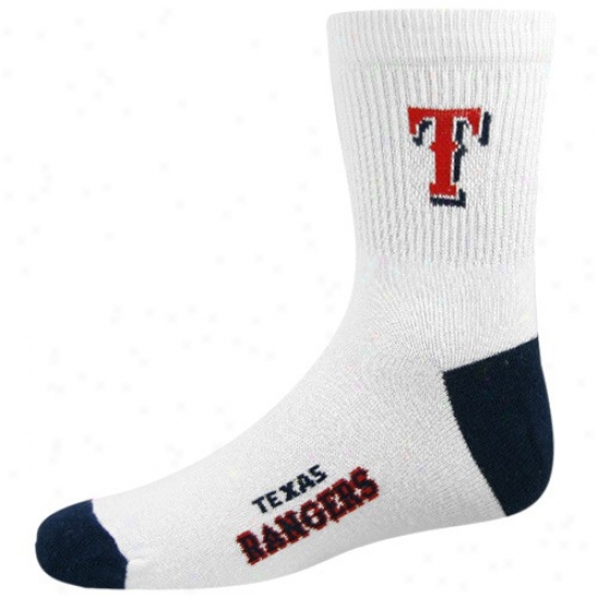 Texas Rangers Youth White Team Logo Crew Socks