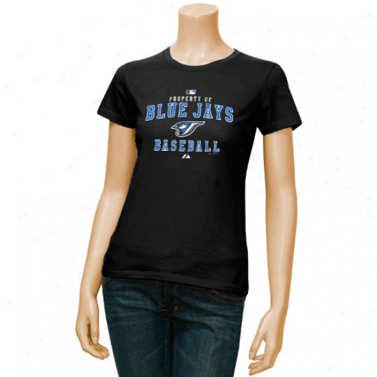 Toronto Blue Jays Apparel: Majestic Toronto Blue Jays Ladies Black Distinctive Edge T-shirt