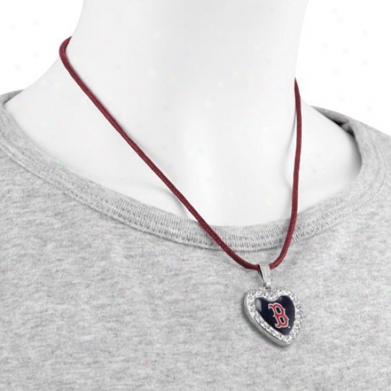 Touch By Alyssa Milano Boston Red Sox Crystal Heart Team Logo Pendant Necklace