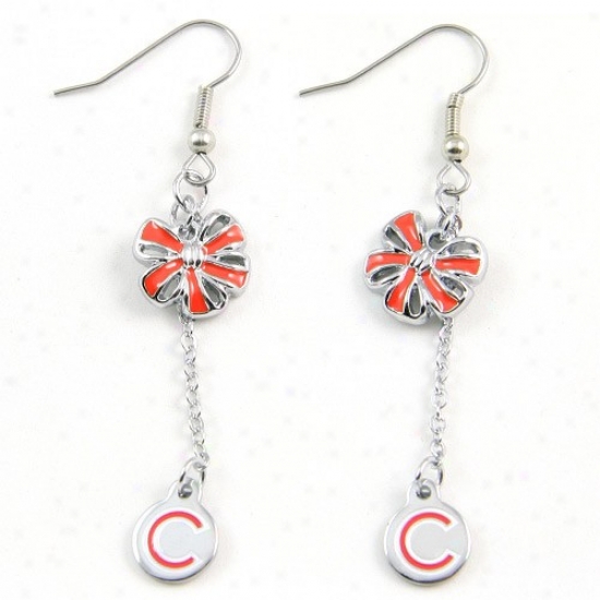 Hint By Alyssa Milano Chicago Cubs Red Ribbon Bow Drop Earrings