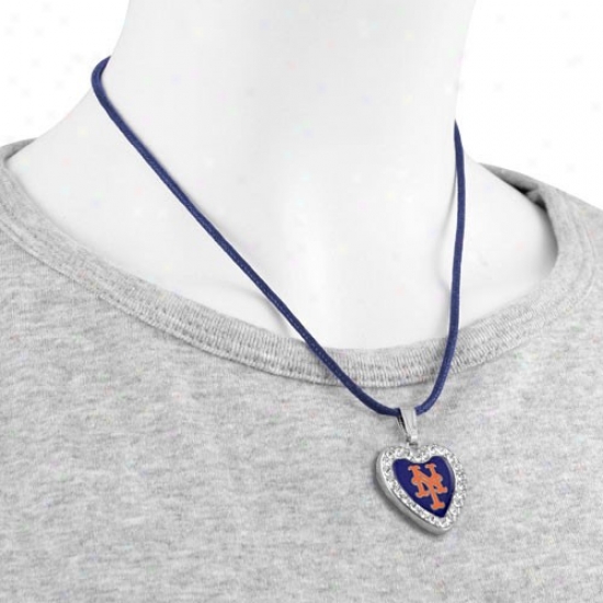 Touch By Alyssa Milano New York Mets Crystal Heart Team Logo Pendant Necklace
