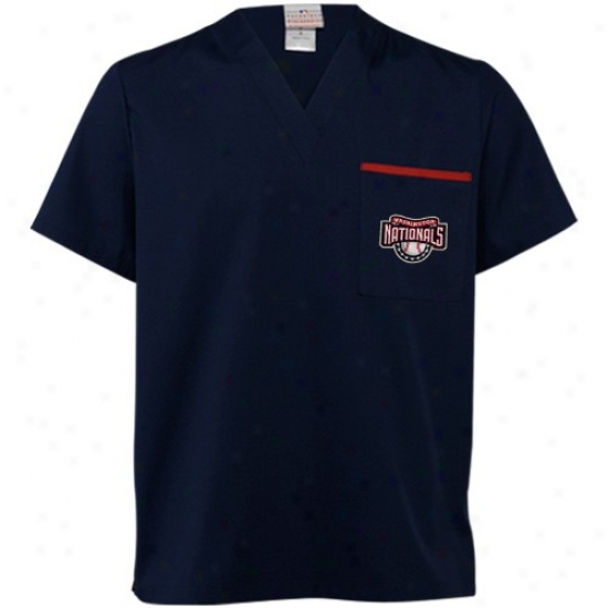 Washington Nationals Shirt : Washington Nationals Navy Blue Scrub Top