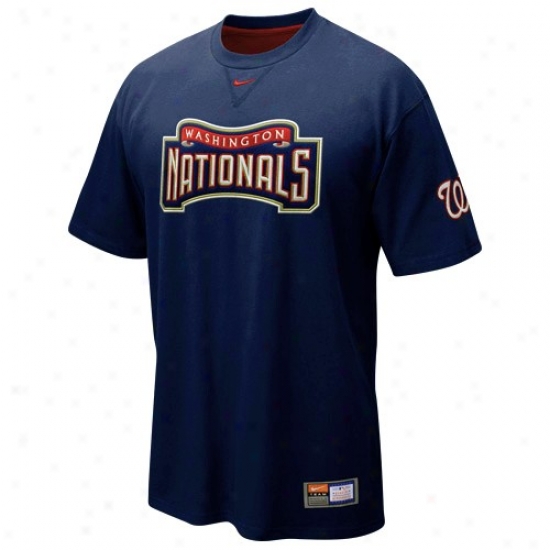 Wasuington Nationals Shirts : Nike Washington Nationals Navy Blue Tackle Twill Wordmaark Shirts