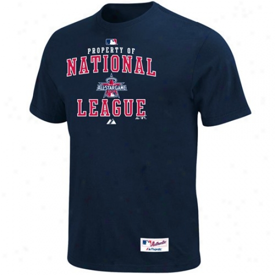 Wasyington Nationals T Shirt : Majestic 2010 Mlb All-star Game Navy Blue Property Of The National League T Shirt
