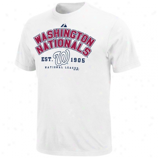 Washington Nationals T-shirt : Majestic Washington Nationals White Base Stealer T-shirt