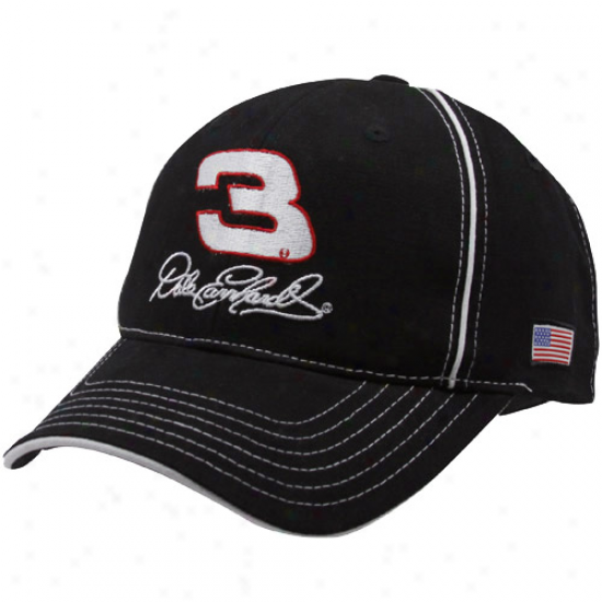 Dale Earnhardt Hat : #3 Dale Earnhardt Black Signature Adjustable Hat