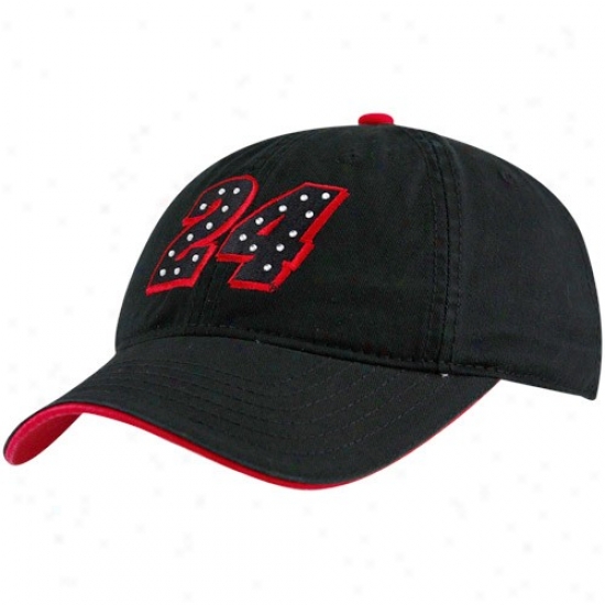 Jeff Gordon Hat : #24 Jeff Gordon Ladies Black Rhinestone Adjustable Hat