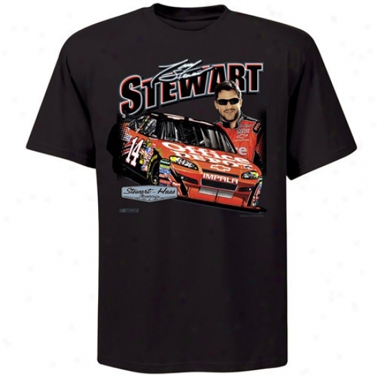 Tony Stewart T Shirt : #14 Dunce Strwart Black Front Straightaway T Shirt
