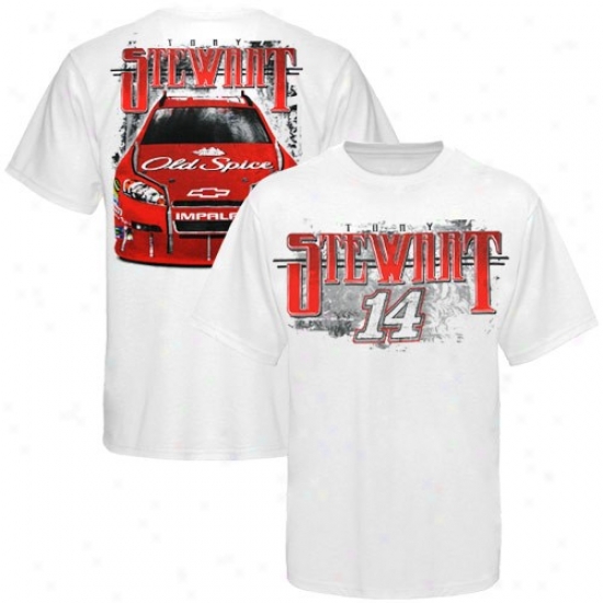 Tony Stewart T-shirt : #14 Tony Stewart White Pair Bar T-shirt