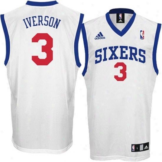 76ers Jersey : Adidas 76ers #3 Allen Iverson Youth White Replica Basketball Jersey