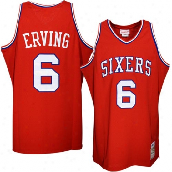 76ers Jersey : Mitchell & Ness 76ers #6 Julius Erving Red Authentic Throwback Basketball Jerwey