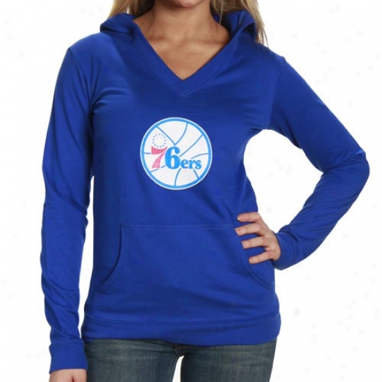 76ers Shirts : 76ers Ladies Royal Blue Fusion Hoody Sweatshirt