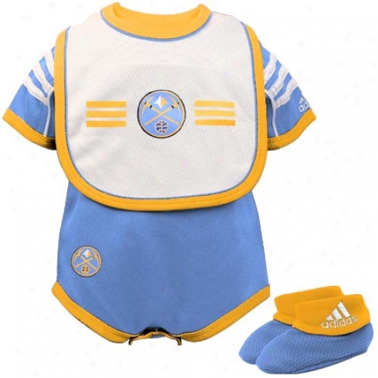 Adidas Denver Nuggets Loose Blue Infant 3-piece Mesh Creeper Set