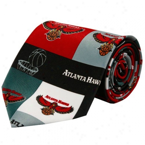 Atlanta Hawks Black-red-gray Collage Silk Neck Tie
